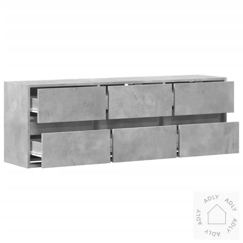 Vegghengt Tv-Benk Med Led-Lys Betonggrå 130X31X45 Cm