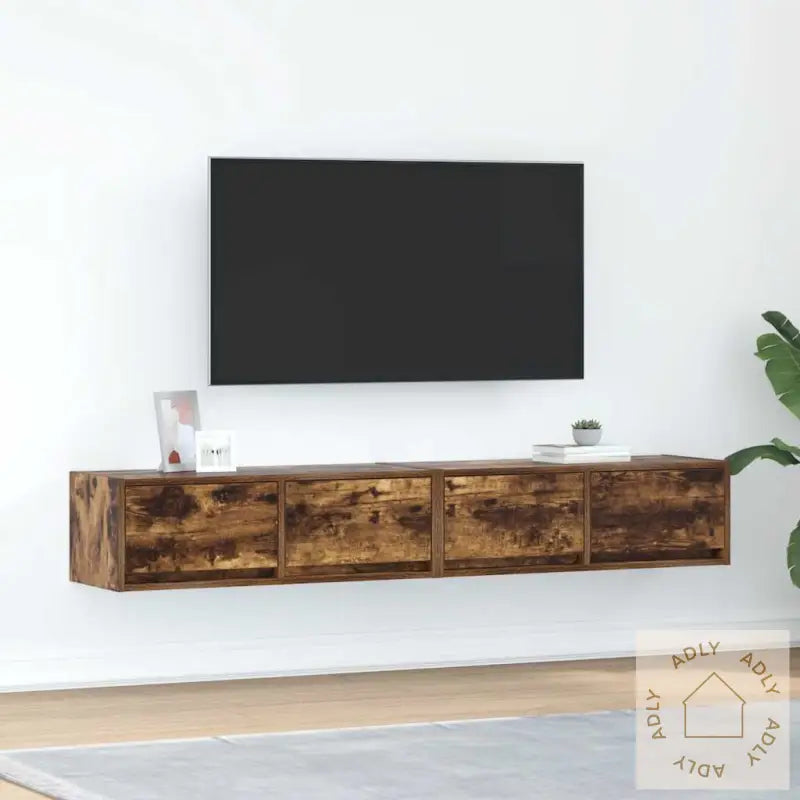 Tv-Benker 2 Stk Røkt Eik 80X31X25,5 Cm Konstruert Tre