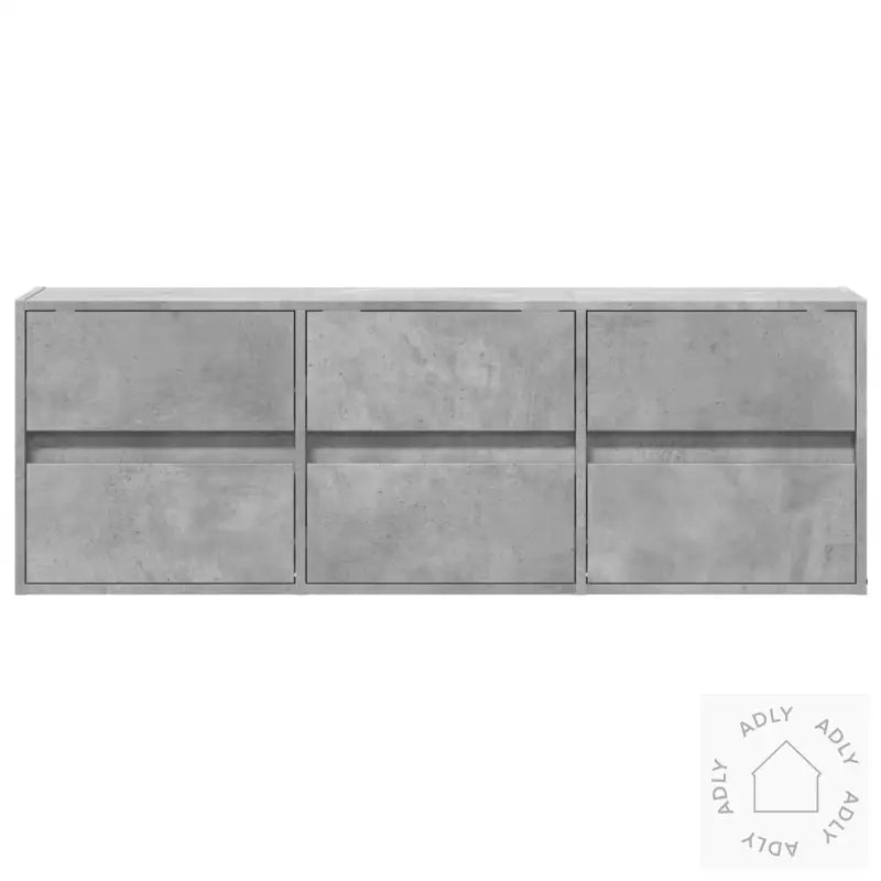 Vegghengt Tv-Benk Med Led-Lys Betonggrå 130X31X45 Cm