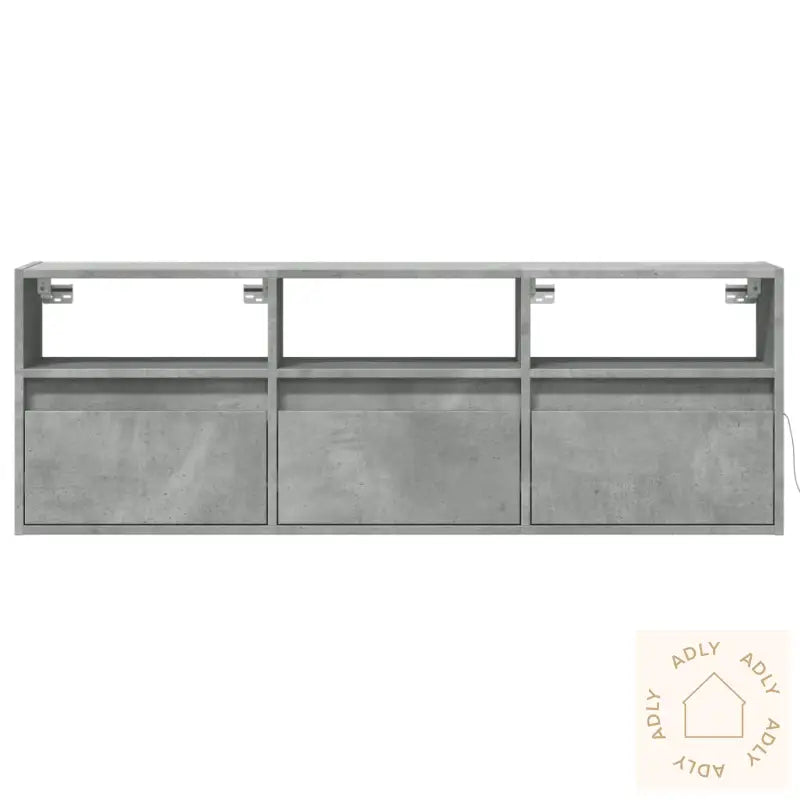 Vegghengt Tv-Benk Med Led-Lys Betonggrå 130X31X45 Cm
