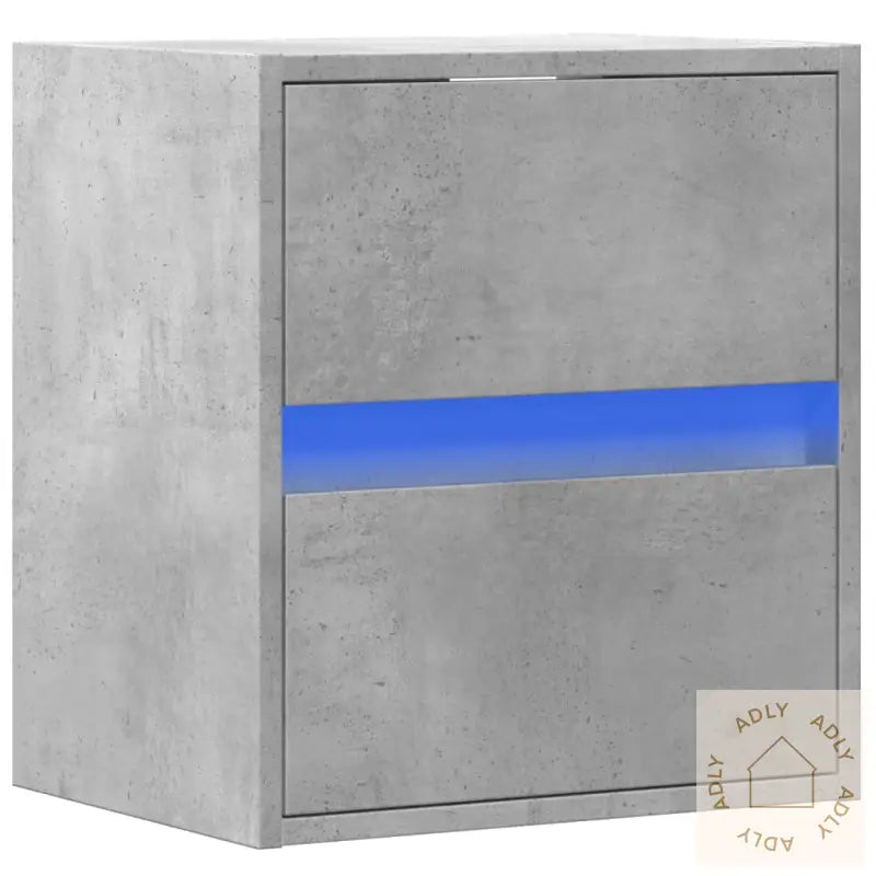 Vegghengt Tv-Benk Med Led-Lys Betonggrå 41X31X45 Cm