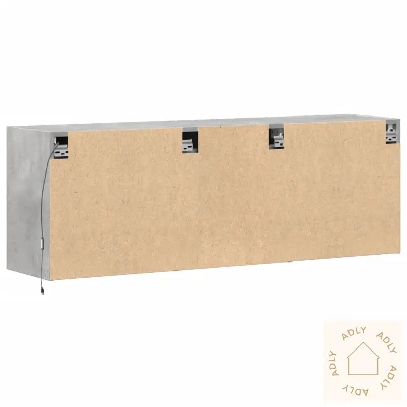 Vegghengt Tv-Benk Med Led-Lys Betonggrå 130X31X45 Cm
