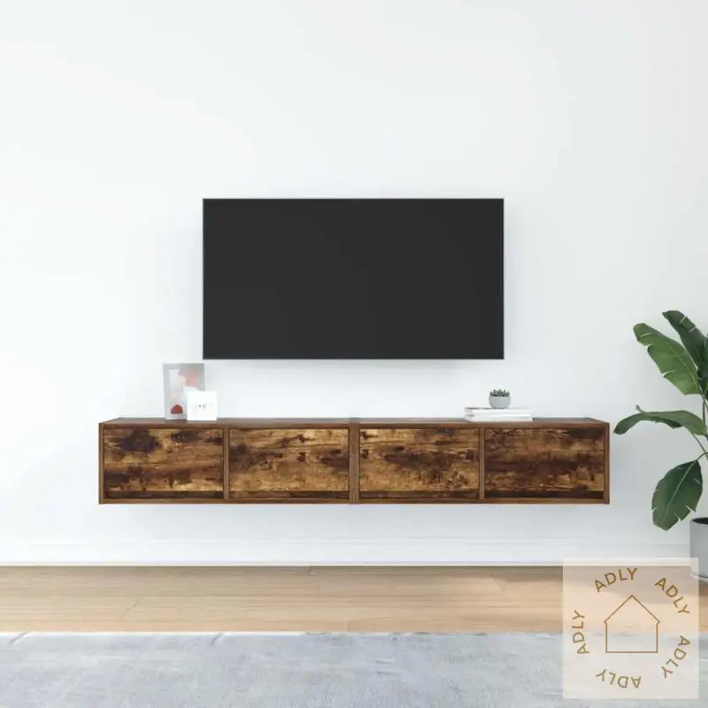 Tv-Benker 2 Stk Røkt Eik 80X31X25,5 Cm Konstruert Tre