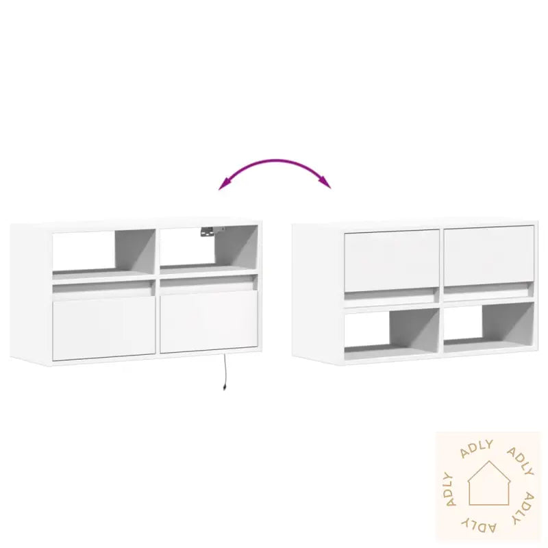 Vegghengt Tv-Benk Med Led Hvit 80X31X45 Cm