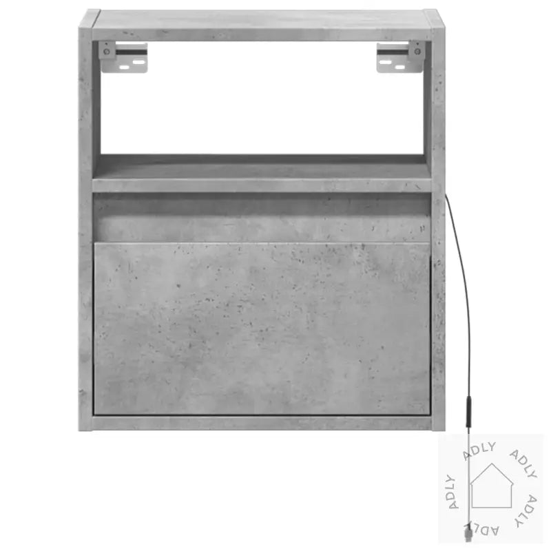 Vegghengt Tv-Benk Med Led-Lys Betonggrå 41X31X45 Cm