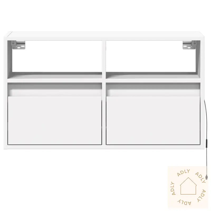 Vegghengt Tv-Benk Med Led Hvit 80X31X45 Cm