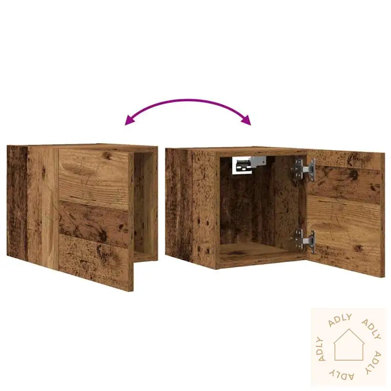 Vegghengte Tv-Benker 2 Stk Gammelt Tre 30,5X30X30 Cm