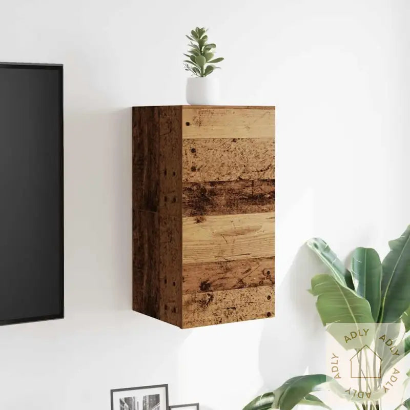 Vegghengte Tv-Benker 2 Stk Gammelt Tre 30,5X30X30 Cm