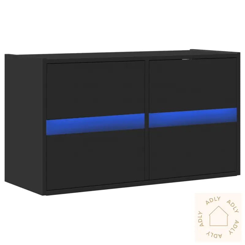 Vegghengt Tv-Benk Med Led Svart 80X31X45 Cm