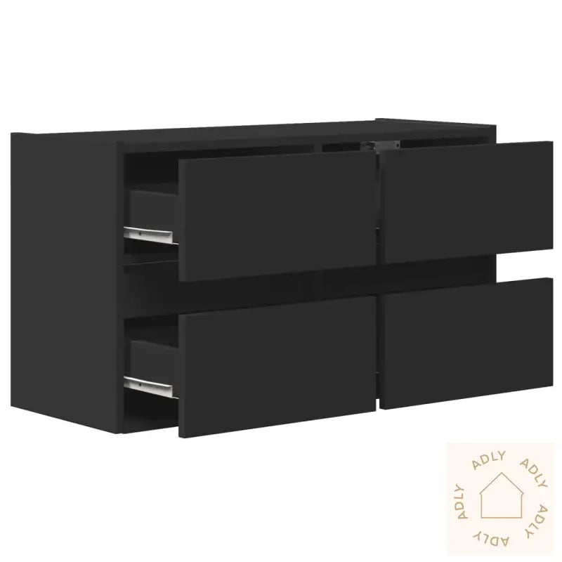 Vegghengt Tv-Benk Med Led Svart 80X31X45 Cm