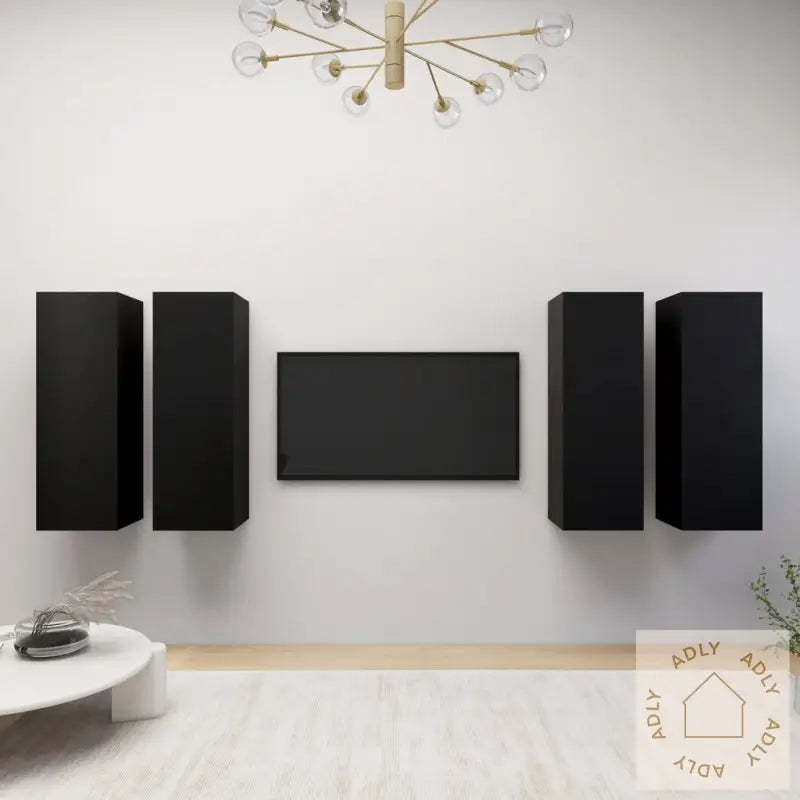 Tv-Benker 4 Stk Svart 30,5X30X90 Cm Konstruert Tre