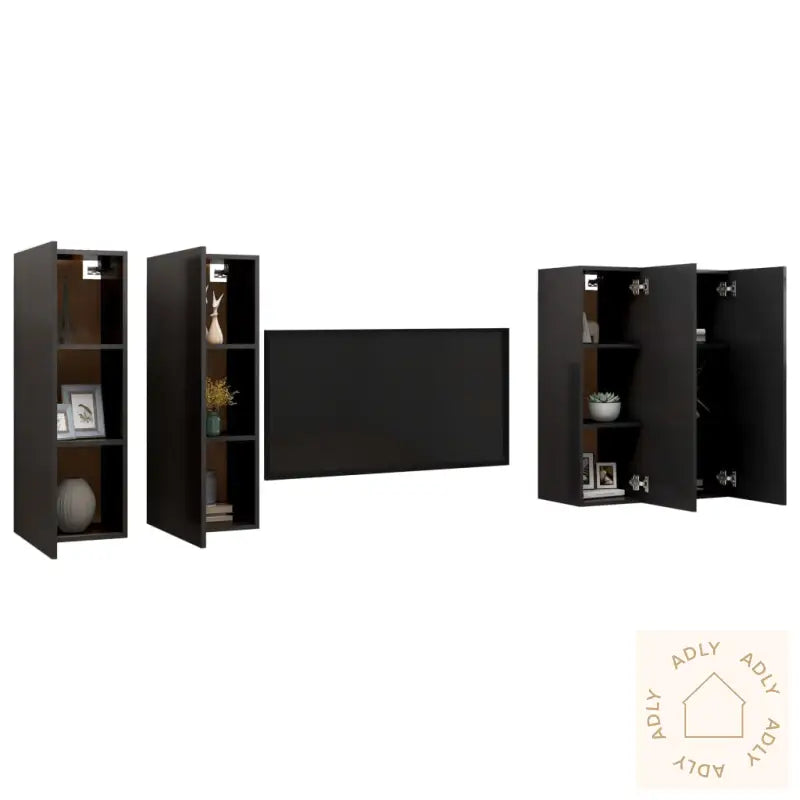 Tv-Benker 4 Stk Svart 30,5X30X90 Cm Konstruert Tre