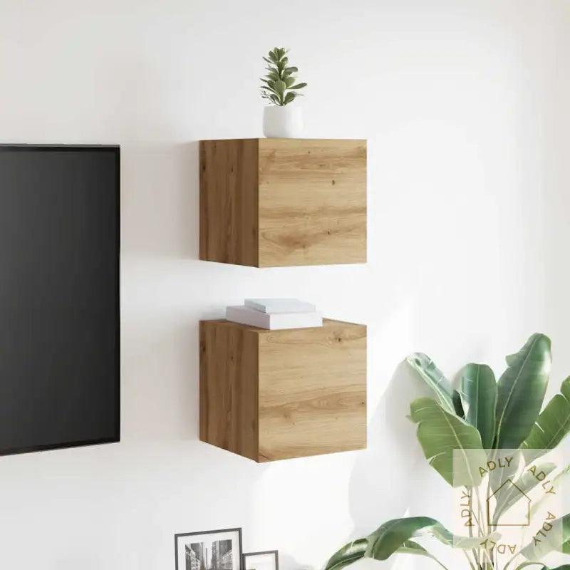 Vegghengte Tv-Benker 2 Stk Artisan Eik 30,5X30X30 Cm