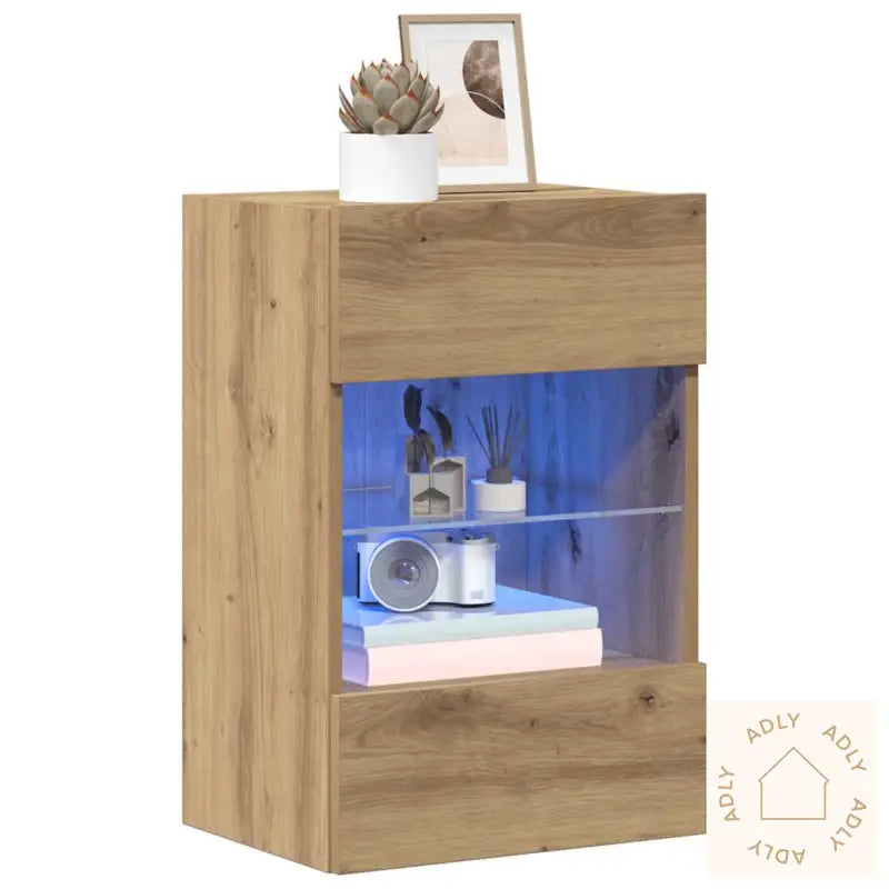 Tv-Benker Med Led-Lys 2 Stk Artisan Eik 40X30X60,5 Cm
