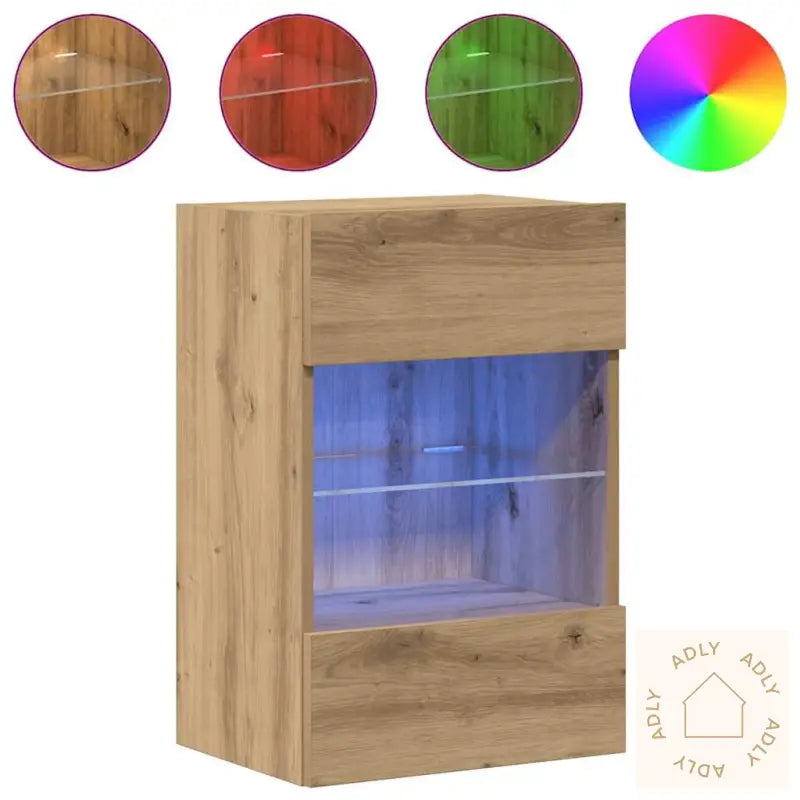 Tv-Benker Med Led-Lys 2 Stk Artisan Eik 40X30X60,5 Cm
