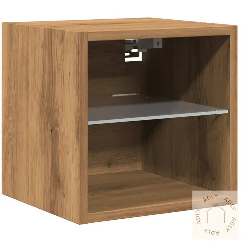 Vegghengt Tv-Benk Med Led 2 Stk Artisan Eik 30X28,5X30 Cm