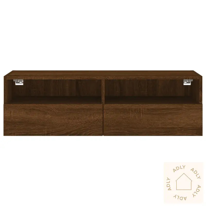 Vegghengt Tv-Benk Brun Eik 100X30X30 Cm Konstruert Tre