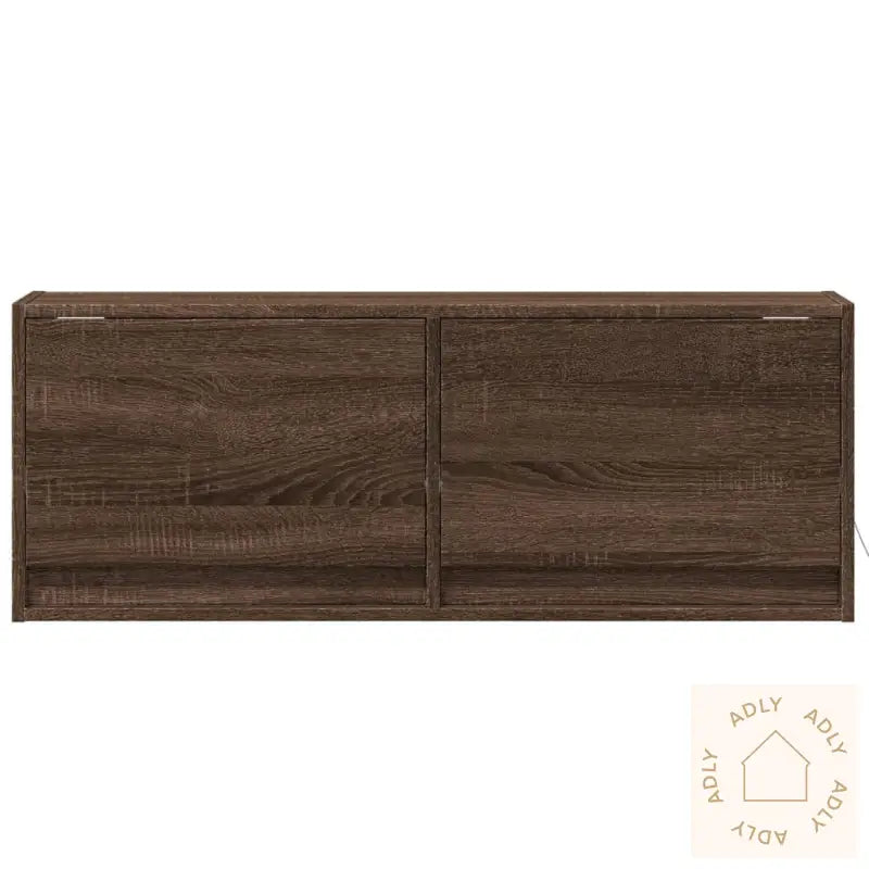 Tv Veggskap Med Led Brun Eik 100X31X35 Cm