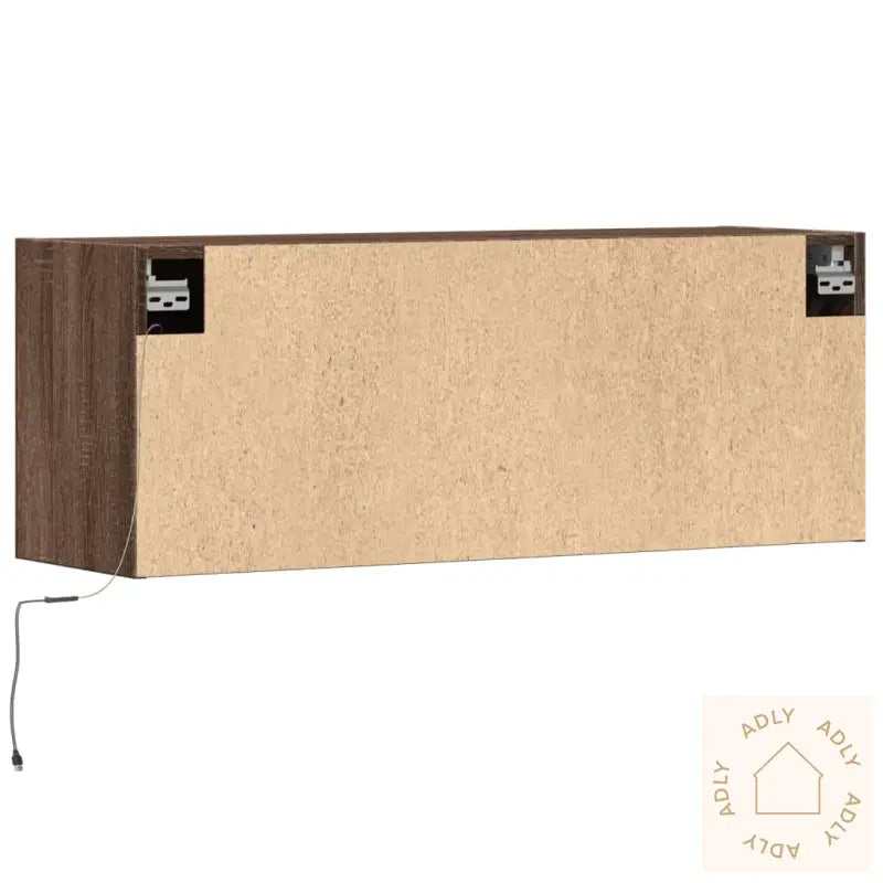 Tv Veggskap Med Led Brun Eik 100X31X35 Cm