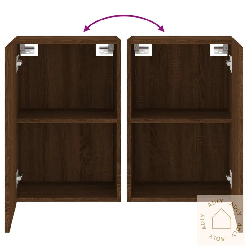 Vegghengte Tv-Benker 2 Stk Brun Eik 40,5X30X60Cm Konstruert Tre