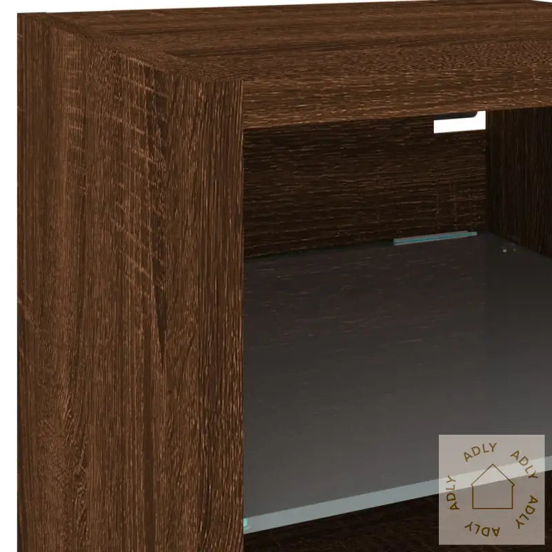 Vegghengt Tv-Benk Med Led 2 Stk Brun Eik 30X28,5X30 Cm