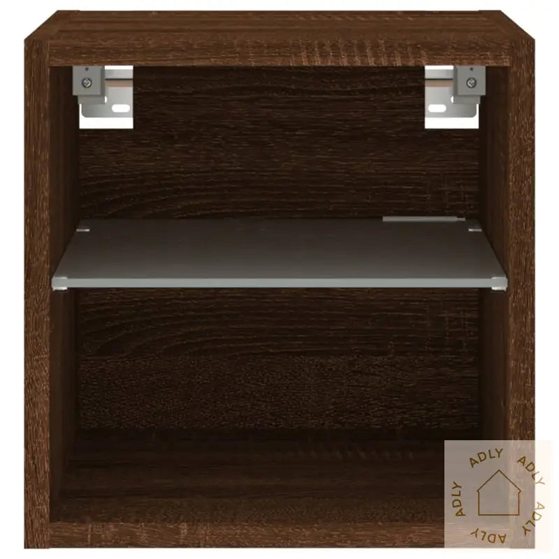 Vegghengt Tv-Benk Med Led 2 Stk Brun Eik 30X28,5X30 Cm