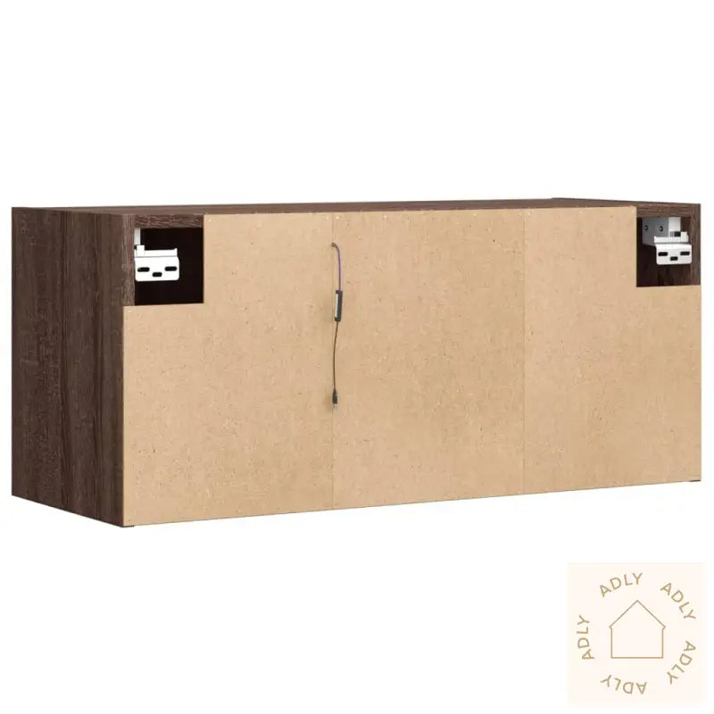Vegghengt Tv-Benk Med Led Brun Eik 80X31X35 Cm