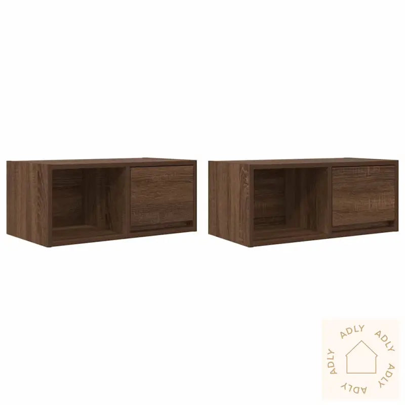 Tv-Benker 2 Stk Brun Eik 60X31X25,5 Cm Konstruert Tre