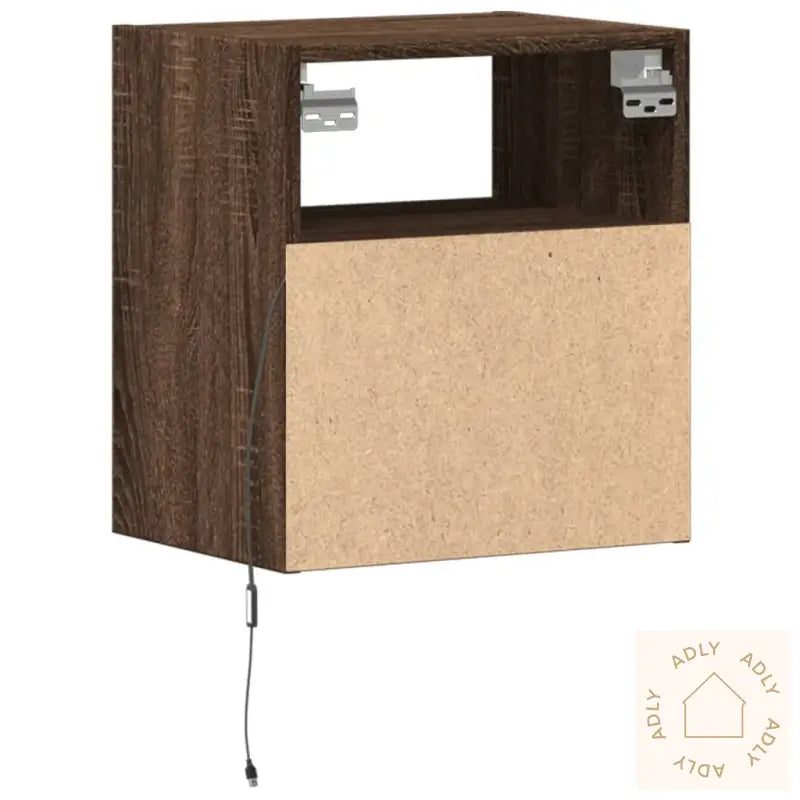 Vegghengt Tv-Benk Med Led Brun Eik 41X31X45 Cm