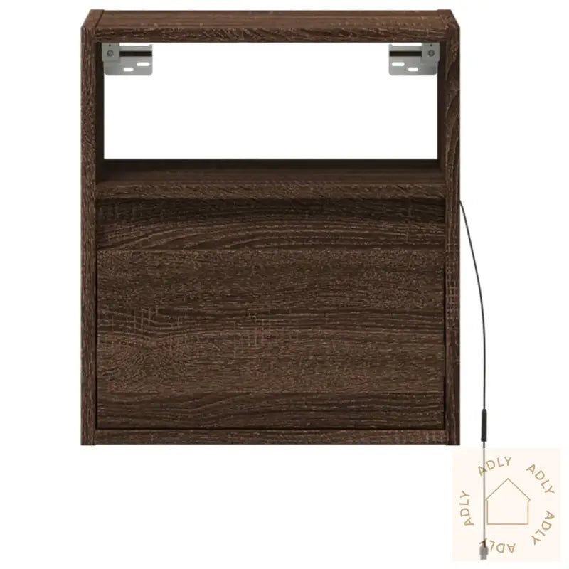 Vegghengt Tv-Benk Med Led Brun Eik 41X31X45 Cm