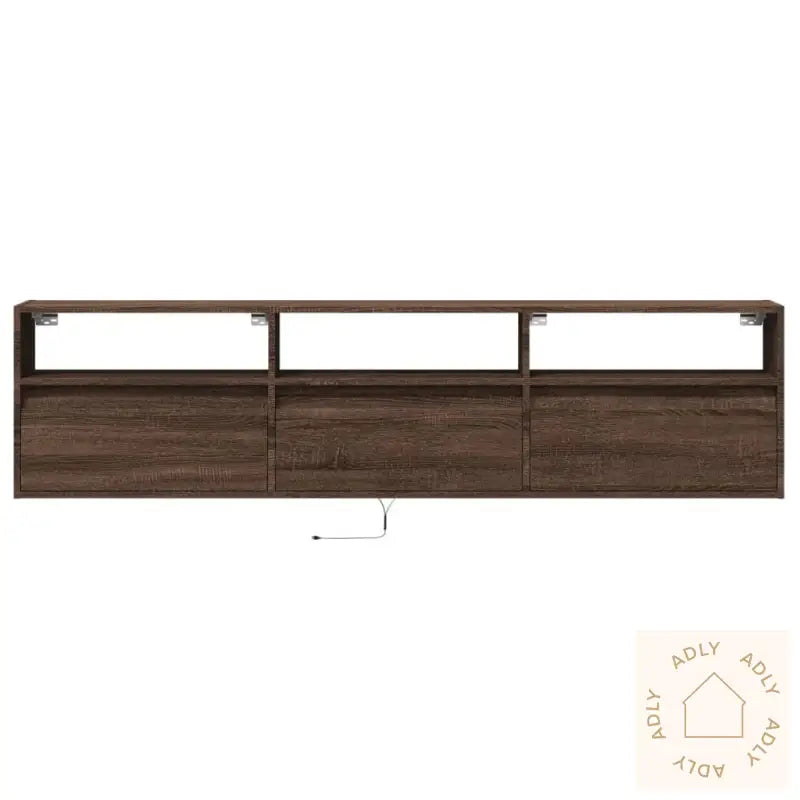 Vegghengt Tv-Benk Med Led Brun Eik 180X31X45 Cm