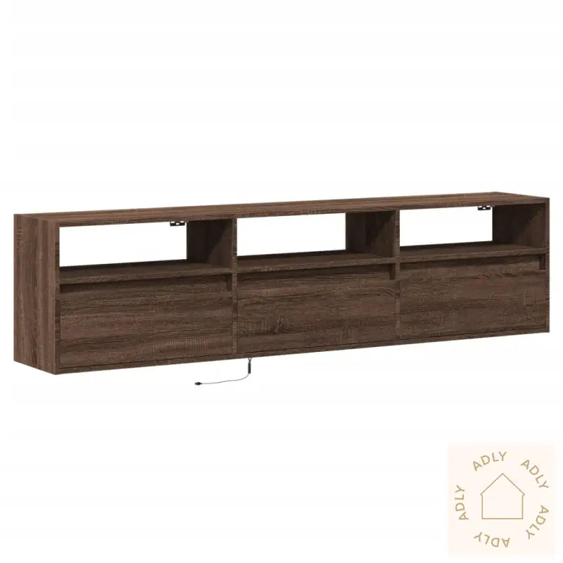 Vegghengt Tv-Benk Med Led Brun Eik 180X31X45 Cm