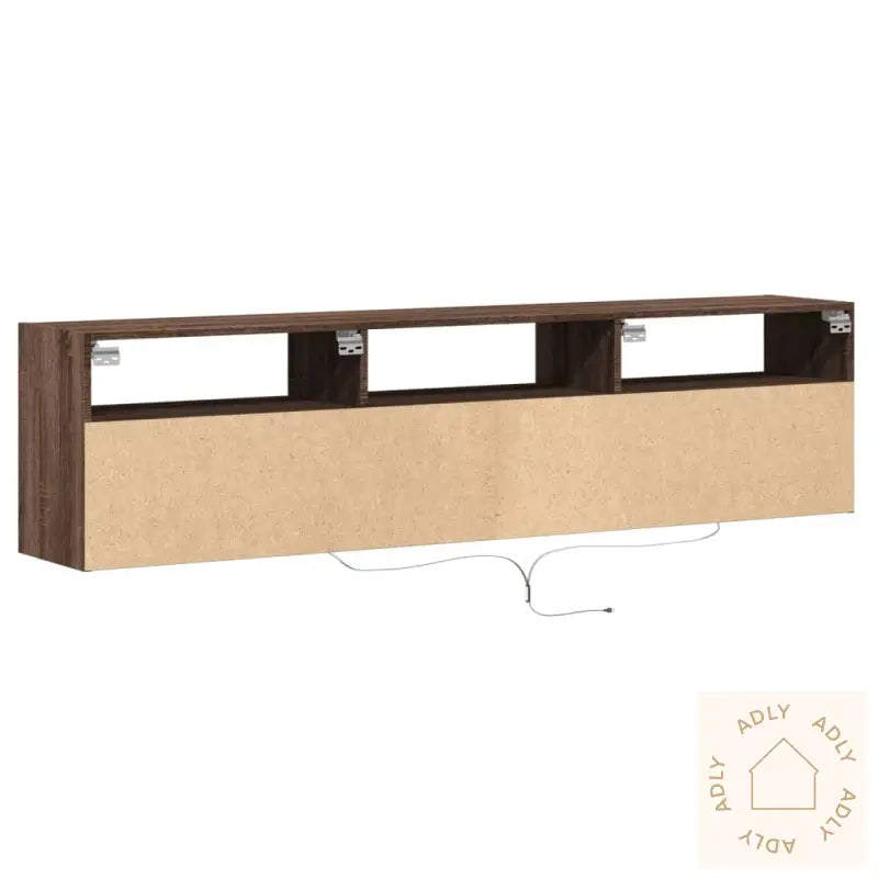 Vegghengt Tv-Benk Med Led Brun Eik 180X31X45 Cm