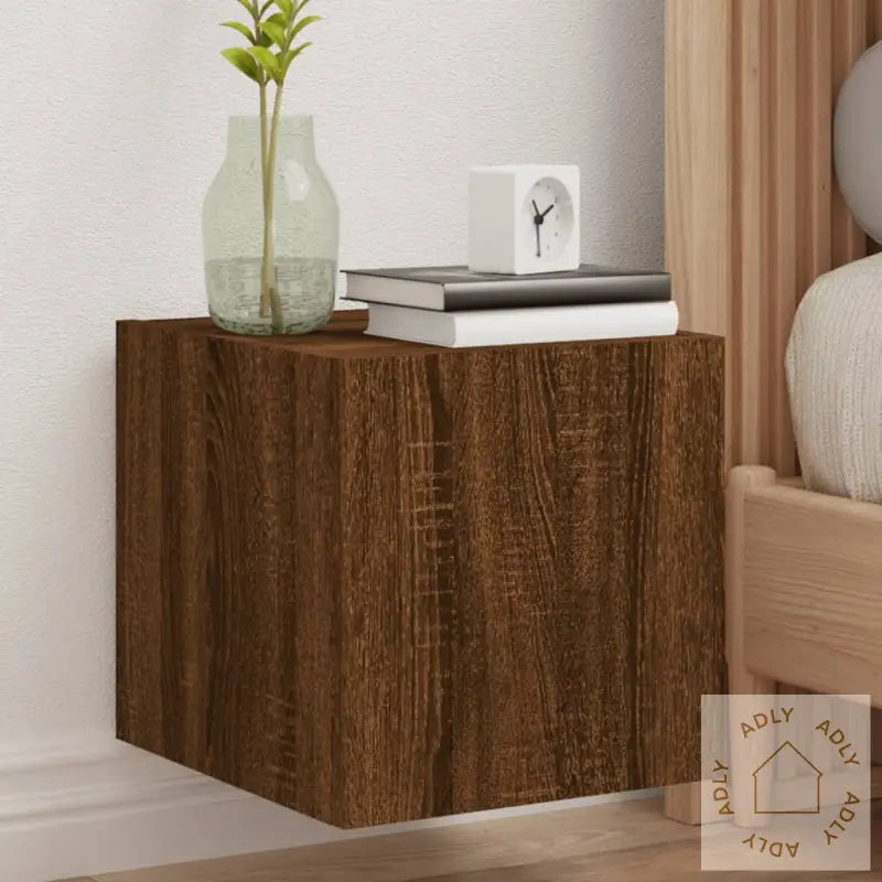 Tv-Benker Med Led-Lys 2 Stk Brun Eik 30,5X35X30 Cm