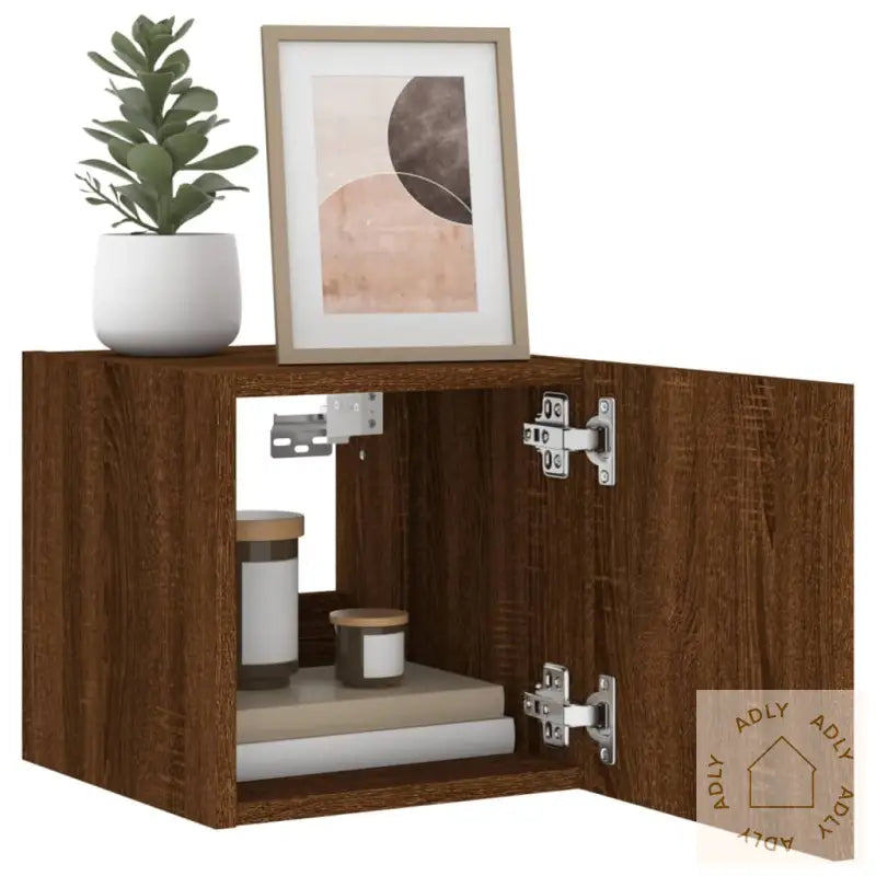 Tv-Benker Med Led-Lys 2 Stk Brun Eik 30,5X35X30 Cm