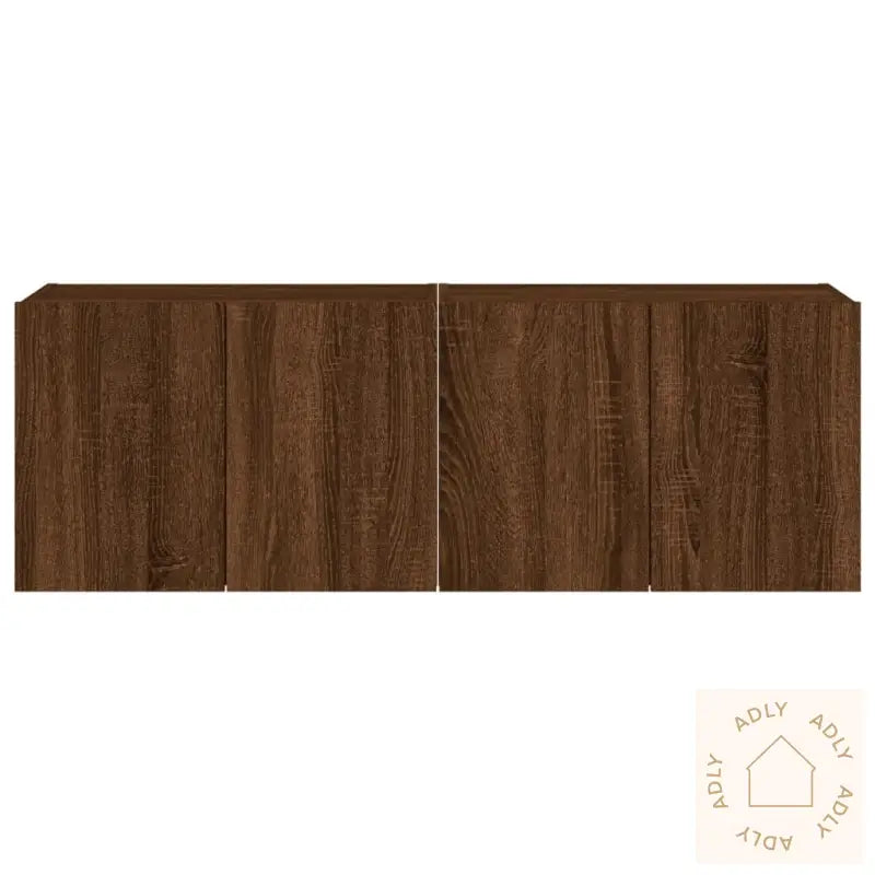 Vegghengte Tv-Benker Med Led 2 Stk Brun Eik 60X35X41 Cm