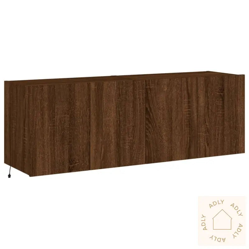 Vegghengte Tv-Benker Med Led 2 Stk Brun Eik 60X35X41 Cm