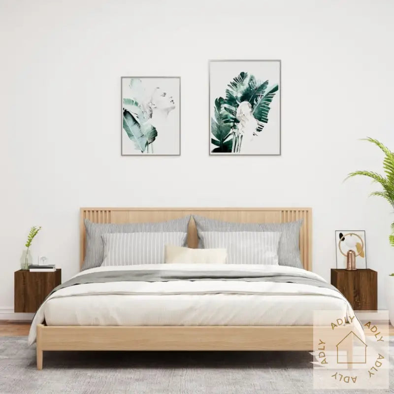 Tv-Benker Med Led-Lys 2 Stk Brun Eik 30,5X35X30 Cm