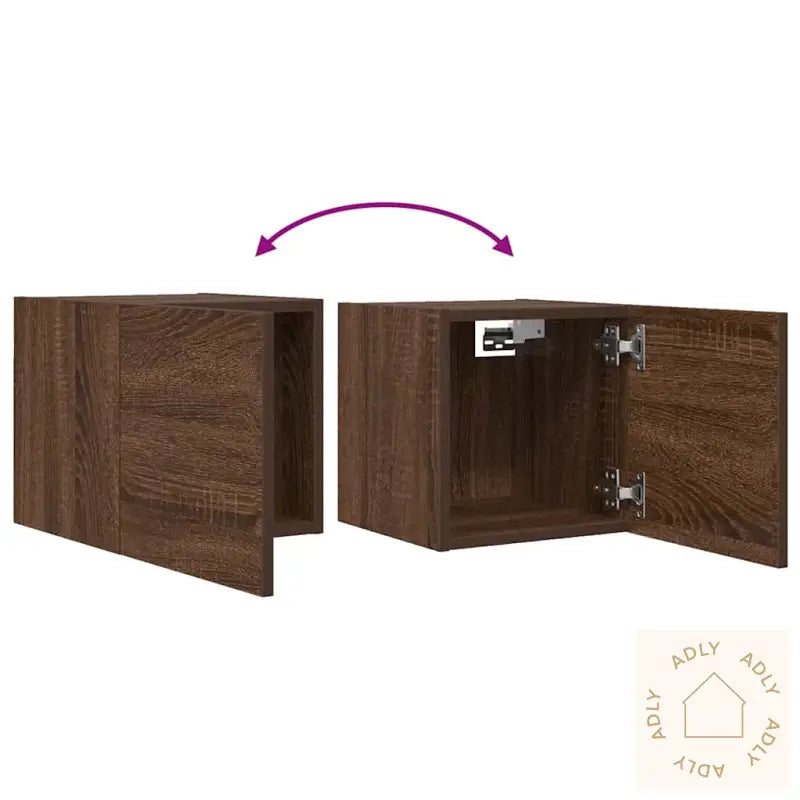 Vegghengte Tv-Benker 2 Stk Brun Eik 30,5X30X30 Cm