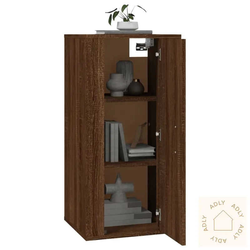 Vegghengt Tv-Benk Brun Eik 40X34,5X80 Cm