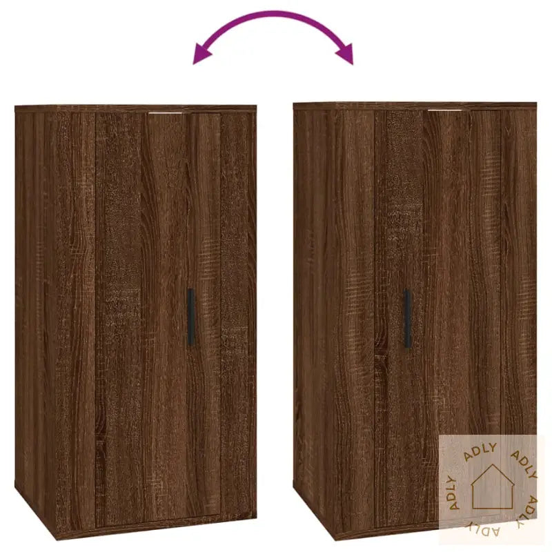 Vegghengt Tv-Benk Brun Eik 40X34,5X80 Cm