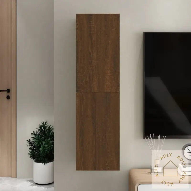 Vegghengt Tv-Benk Brun Eik 30,5X30X110 Cm