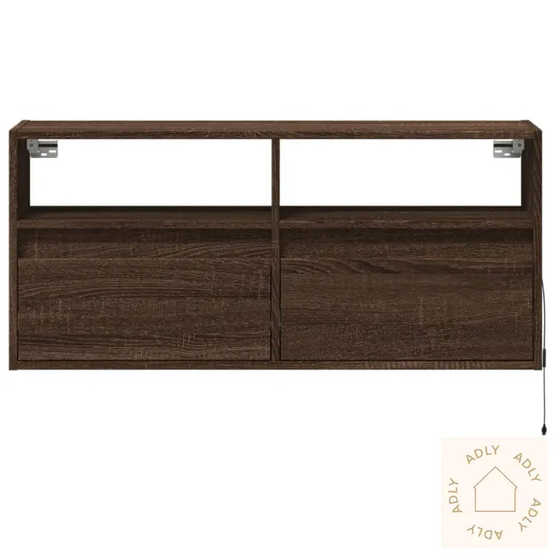 Vegghengt Tv-Benk Med Led Brun Eik 100X31X45 Cm