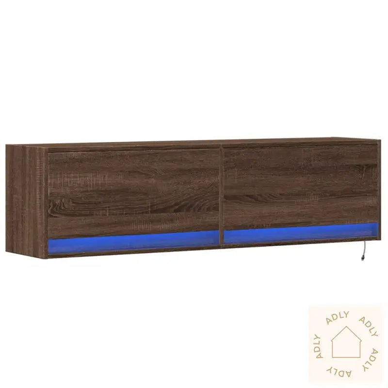 Vegghengt Tv-Benk Med Led Brun Eik 140X31X38 Cm