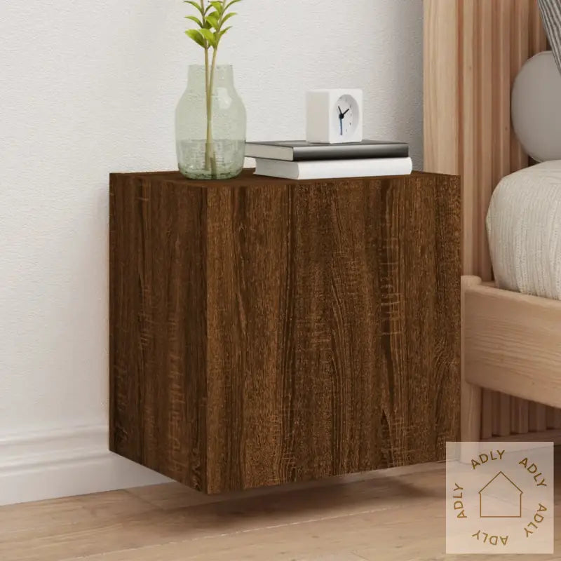 Vegghengte Tv-Benker 2 Stk Brun Eik 40,5X30X40Cm Konstruert Tre