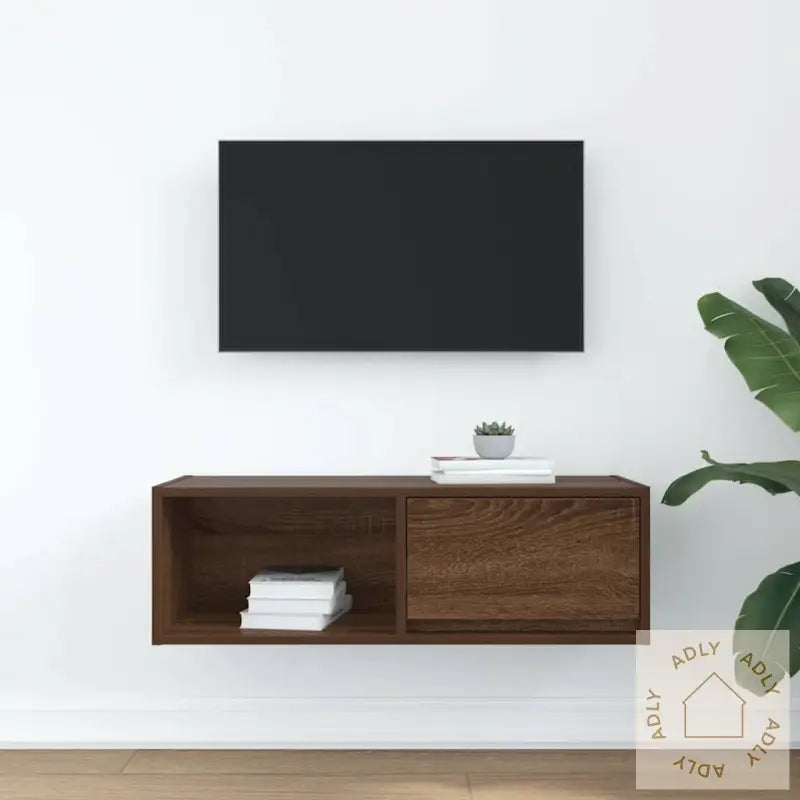 Tv-Benk Brun Eik 80X31X25,5 Cm Konstruert Tre