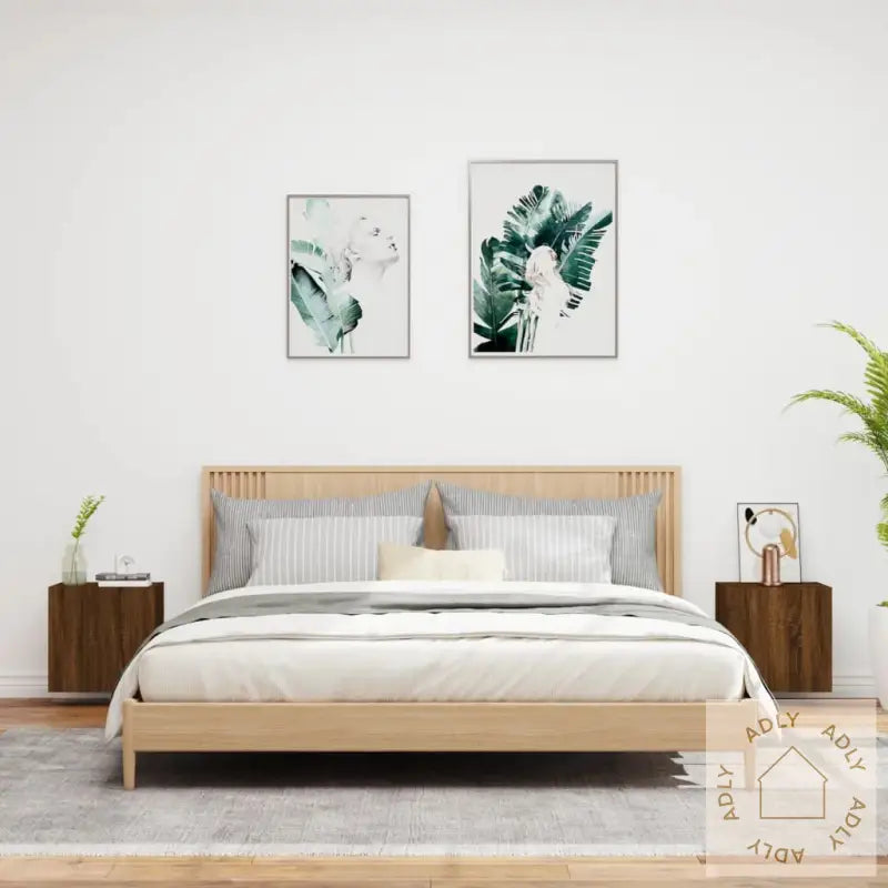 Vegghengte Tv-Benker 2 Stk Brun Eik 40,5X30X40Cm Konstruert Tre