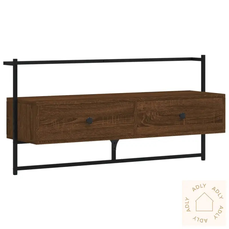 Tv-Benk Veggmontert Brun Eik 100,5X30X51 Cm Konstruert Tre