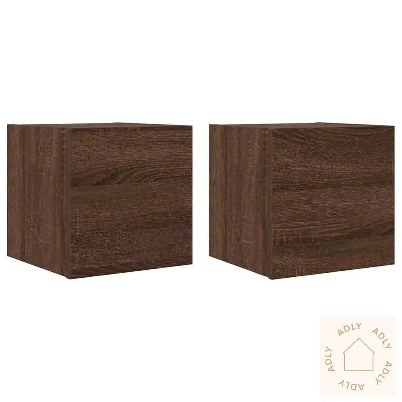 Vegghengte Tv-Benker 2 Stk Brun Eik 30,5X30X30 Cm