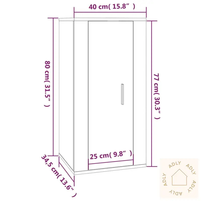 Vegghengt Tv-Benk Brun Eik 40X34,5X80 Cm